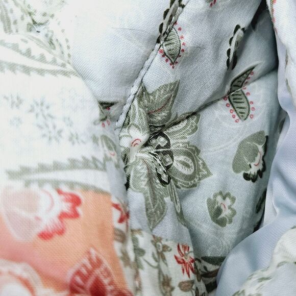 7 for All Mankind Quilted Paisley Pastel Patchwork Zip Up Puffer Jacket Coat L - Picture 8 of 13